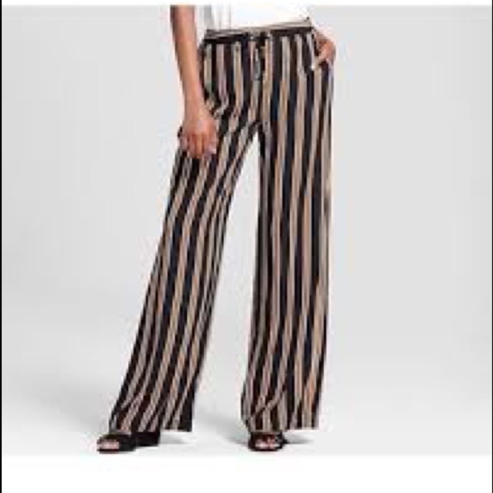 Straight Leg Striped Drawstring Pants